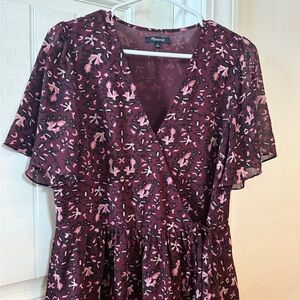 Madewell Floral Midi Peplum Wrap Top, Size M